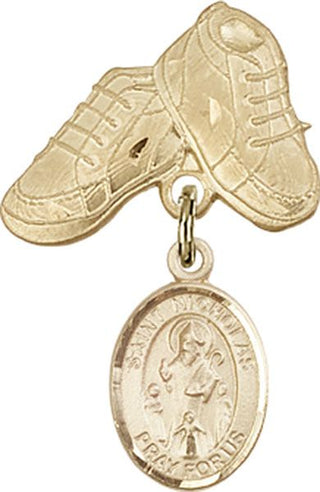 14kt Gold Baby Boots St. Nicholas Baby Badge - Engravable