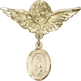 14kt Gold Filled Large Angel w/Wings St. Louis Baby Badge - Engravable
