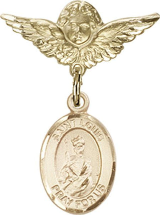 14kt Gold Small Angel w/Wings St. Louis Baby Badge - Engravable