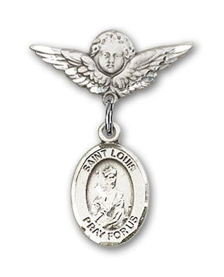 Sterling Silver Small Angel w/Wings St. Louis Baby Badge - Engravable