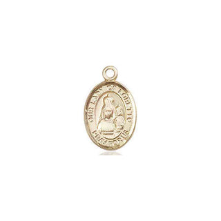 14kt Gold Our Lady of Loretto Medal Engraved Catholic Saint Jewelry