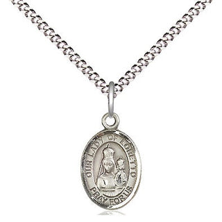 Pewter Our Lady of Loretto Medal Religious and Catholic Jewelry Engraved Catholic Saint Jewelry