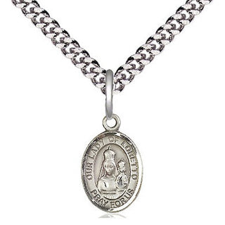 Pewter Our Lady of Loretto Medal Religious and Catholic Jewelry Engraved Catholic Saint Jewelry