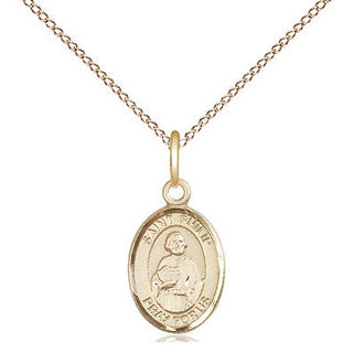 14kt Gold Saint Philip the Apostle Medal Engraved Catholic Saint Jewelry