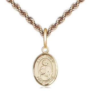 14kt Gold Saint Philip the Apostle Medal Engraved Catholic Saint Jewelry