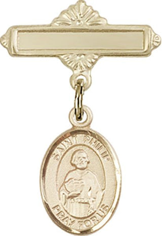 14kt Gold Filled Polished Badge Pin St. Philip the Apostle Baby Badge - Engravable