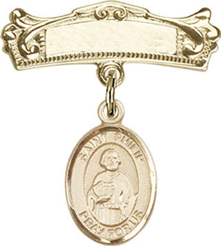 14kt Gold Badge Pin St. Philip the Apostle Baby Badge - Engravable