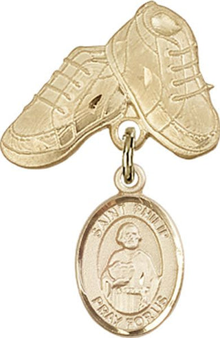 14kt Gold Baby Boots St. Philip the Apostle Baby Badge - Engravable