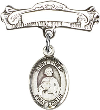 Sterling Silver Badge Pin St. Philip the Apostle Baby Badge - Engravable