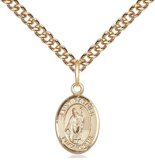14kt Gold Saint Patrick Medal Engraved Catholic Saint Jewelry