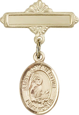 14kt Gold Filled Polished Badge Pin St. Bonaventure Baby Badge - Engravable