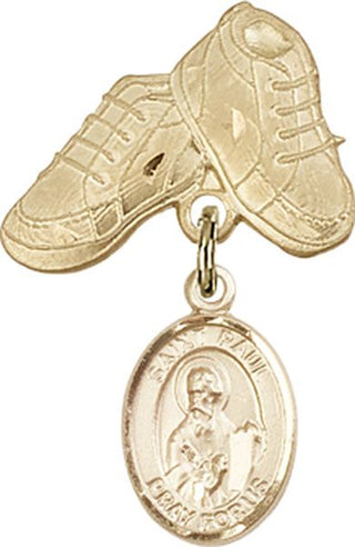 14kt Gold Filled Baby Boots St. Paul the Apostle Baby Badge - Engravable