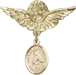 14kt Gold Filled Large Angel w/Wings O/L of Providence Baby Badge - Engravable