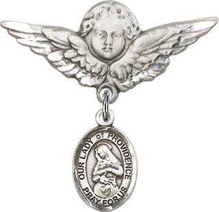 Sterling Silver Large Angel w/Wings O/L of Providence Baby Badge - Engravable