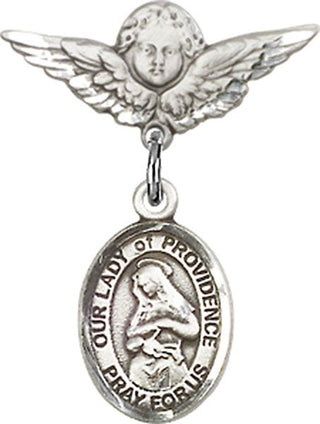 Sterling Silver Small Angel w/Wings O/L of Providence Baby Badge - Engravable