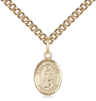 14kt Gold Saint Peregrine Laziosi Medal Engraved Catholic Saint Jewelry