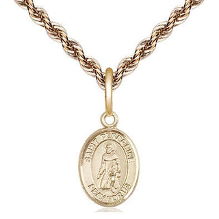 14kt Gold Saint Peregrine Laziosi Medal Engraved Catholic Saint Jewelry