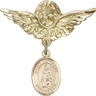 14kt Gold Filled Large Angel w/Wings St. Peregrine Laziosi Baby Badge - Engravable