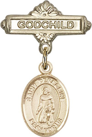 14kt Gold Filled Godchild St. Peregrine Laziosi Baby Badge - Engravable