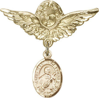 14kt Gold Filled Large Angel w/Wings St. Martin de Porres Baby Badge - Engravable