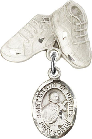 Sterling Silver Baby Boots St. Martin de Porres Baby Badge - Engravable