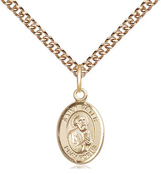 14kt Gold Saint Peter the Apostle Medal Engraved Catholic Saint Jewelry