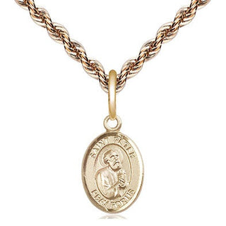 14kt Gold Saint Peter the Apostle Medal Engraved Catholic Saint Jewelry