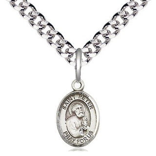 Pewter Saint Peter the Apostle Medal Religious and Catholic Jewelry Engraved Catholic Saint Jewelry