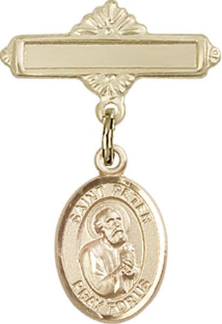 14kt Gold Filled Polished Badge Pin St. Peter the Apostle Baby Badge - Engravable