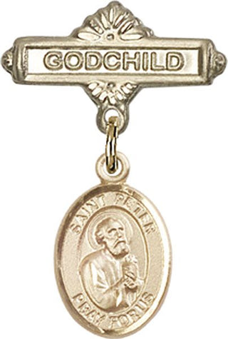 14kt Gold Filled Godchild St. Peter the Apostle Baby Badge - Engravable