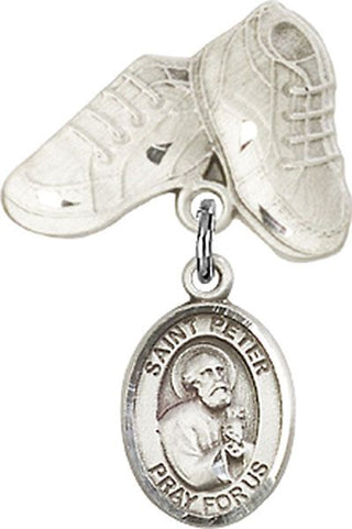 Sterling Silver Baby Boots St. Peter the Apostle Baby Badge - Engravable