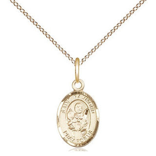 14kt Gold Saint Raymond Nonnatus Medal Engraved Catholic Saint Jewelry