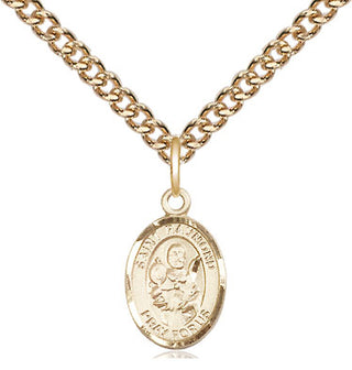 14kt Gold Saint Raymond Nonnatus Medal Engraved Catholic Saint Jewelry
