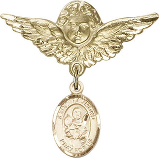 14kt Gold Filled Large Angel w/Wings St. Raymond Nonnatus Baby Badge - Engravable