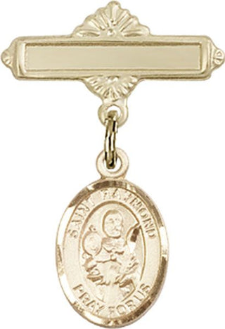 14kt Gold Polished Badge Pin St. Raymond Nonnatus Baby Badge - Engravable