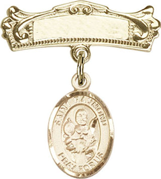 14kt Gold Badge Pin St. Raymond Nonnatus Baby Badge - Engravable