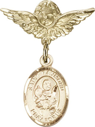 14kt Gold Small Angel w/Wings St. Raymond Nonnatus Baby Badge - Engravable