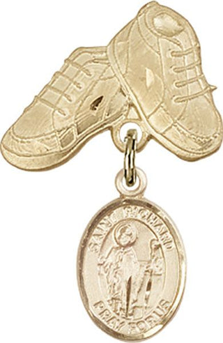 14kt Gold Filled Baby Boots St. Richard Baby Badge - Engravable