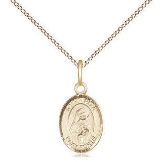 14kt Gold Saint Rita of Cascia Medal Engraved Catholic Saint Jewelry