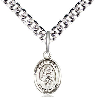 Pewter Saint Rita of Cascia Medal Religious and Catholic Jewelry Engraved Catholic Saint Jewelry