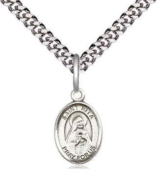 Pewter Saint Rita of Cascia Medal Religious and Catholic Jewelry Engraved Catholic Saint Jewelry