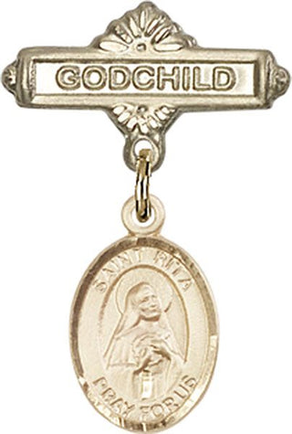 14kt Gold Filled Godchild St. Rita of Cascia Baby Badge - Engravable