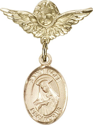 14kt Gold Filled Small Angel w/Wings St. Rose of Lima Baby Badge - Engravable