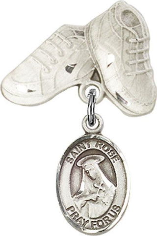 Sterling Silver Baby Boots St. Rose of Lima Baby Badge - Engravable