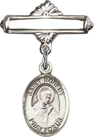 Sterling Silver Polished Badge Pin St. Robert Bellarmine Baby Badge - Engravable