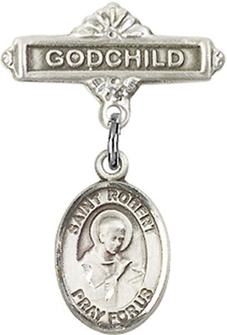 Sterling Silver Godchild St. Robert Bellarmine Baby Badge - Engravable