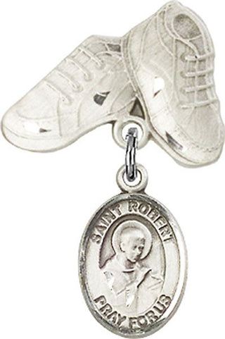 Sterling Silver Baby Boots St. Robert Bellarmine Baby Badge - Engravable