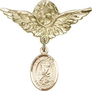 14kt Gold Large Angel w/Wings St. Sarah Baby Badge - Engravable