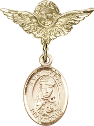 14kt Gold Small Angel w/Wings St. Sarah Baby Badge - Engravable