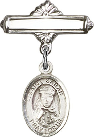 Sterling Silver Polished Badge Pin St. Sarah Baby Badge - Engravable